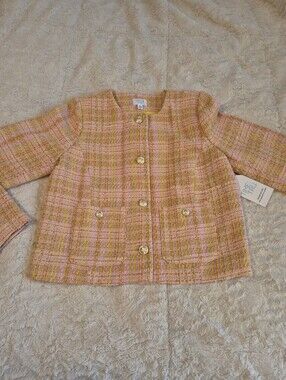 NWT Time and Tru Plaid Tweed Ladylike Jacket Size XS